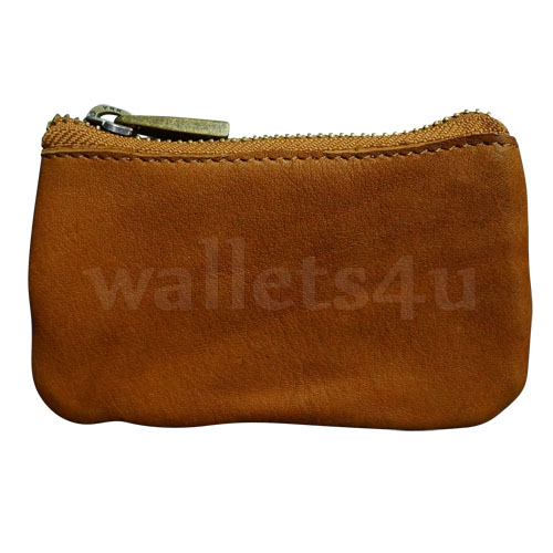 Leather Wallets, Zip Coin Pouch, Brown - LCP 0012